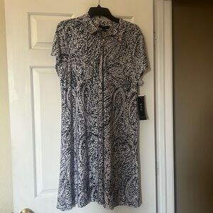 MSK navy and white printed dress XL